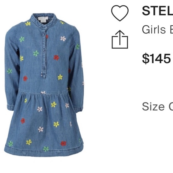 Kids Stella McCartney kids dress smily flowers denim dress NWT - Picture 8 of 10